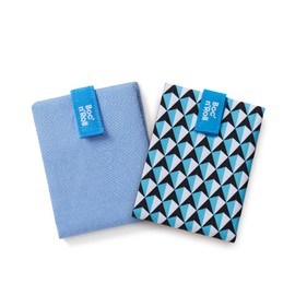 Roll'eat ® - Pack 2 Boc’n’Roll Units | Two Reusable and Washable Sandwich Wrap, BPA-Free Eco-Friendly Food Holder | Boc'n'Roll Nature Blue & Boc'n'Rol Tiles Blue