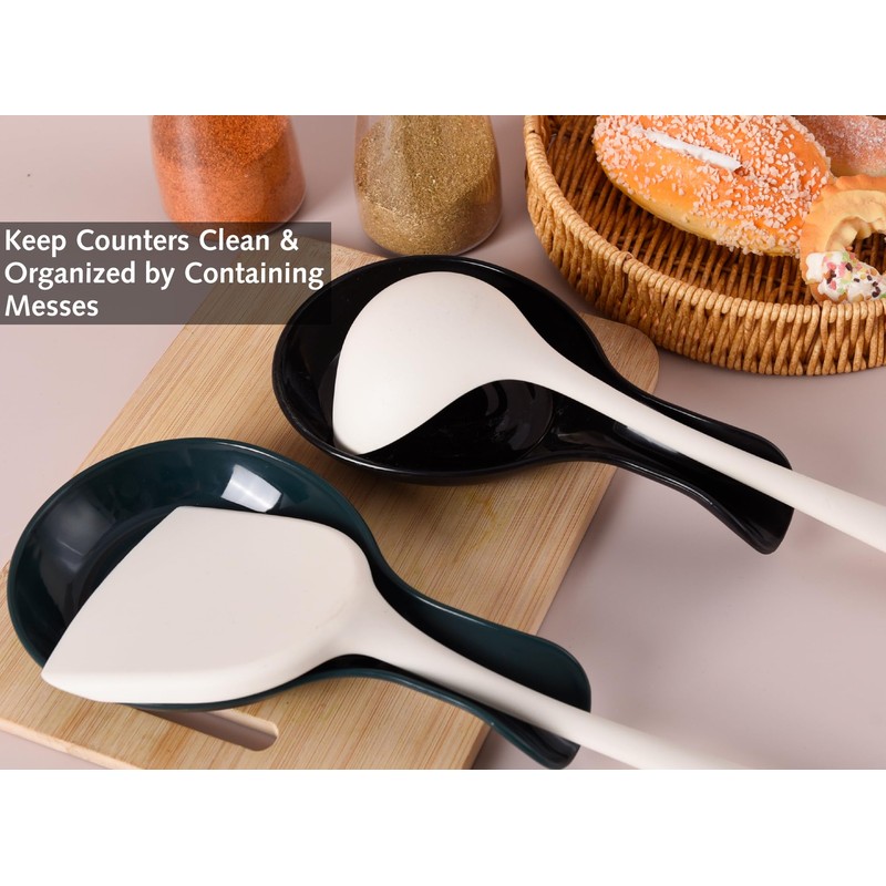 2 Pack Spoon Rest, Plastic, Kitchen Utensil Rack for Spoons,