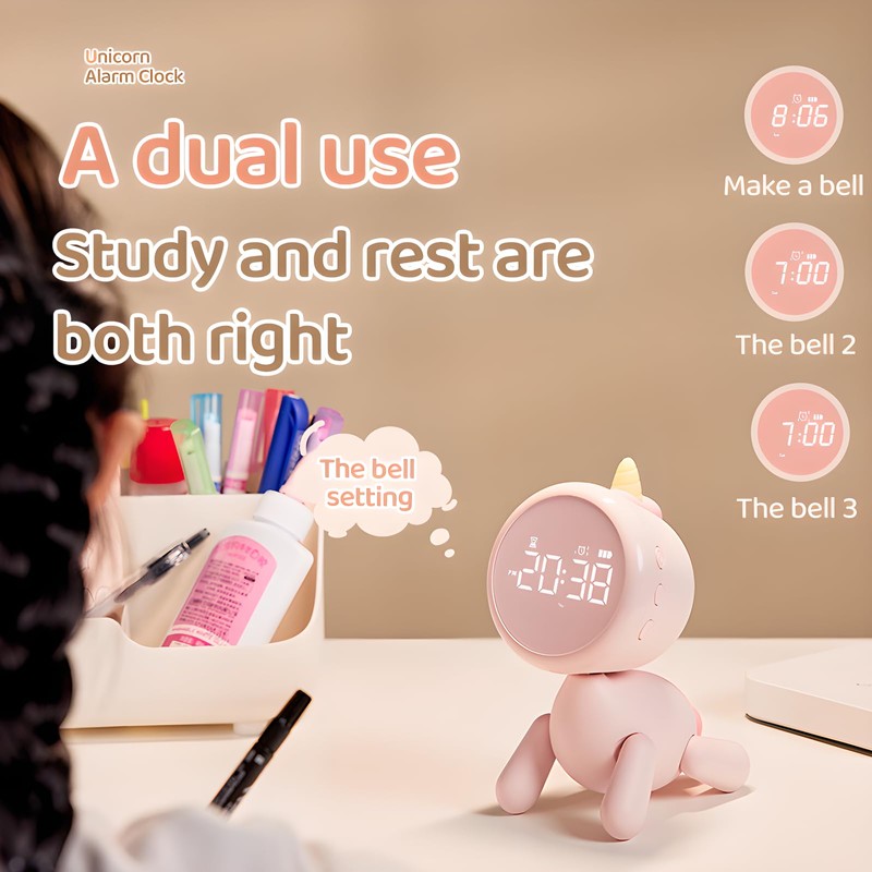 Danolt Children's Digital Alarm Clock with Light Alarm Clock Without