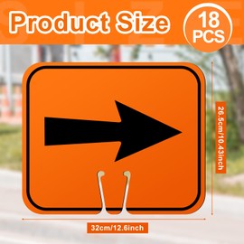 Geetery Traffic Arrow Orange Detour Signs Road Cone Top Directional Left Right Arrows Sign for Road Barricade Outdoor Construction(18 Pcs)