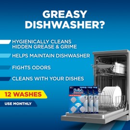 Finish Dishwasher Cleaner Tablets, Deep Cleans Hidden Grease & Grime, Fights Odors, No Extra Wash Cycle, Helps Maintain Dishwasher, 12 Month Supply, 12 Count