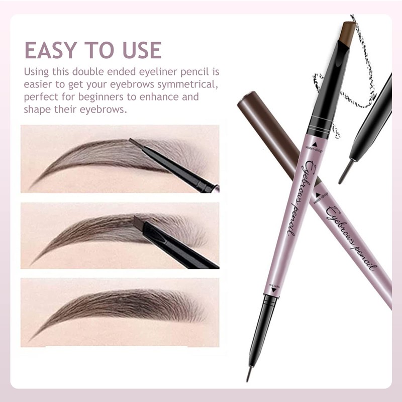 RICEEL Eyebrow Pen,Eyebrow Pencil with Brow Brush Double Ended Eyebrow