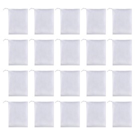 Tadipri Pack of 20 Soap Bags, Nylon Soap Bags with Drawstring, Soap Mesh Bag for Bathing, Facial Cleansing Tool, Body Exfoliation, Bathroom Cleaning Accessories (White)