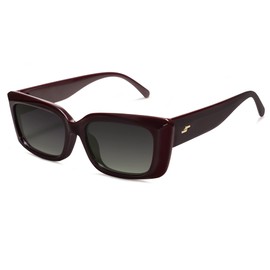 SOJOS Trendy Rectangular Sunglasses Womens Face 90's Retro Shades Sunnies Gafas de sole Chunky Angular Cornor Frame SJ2238 Burgundy