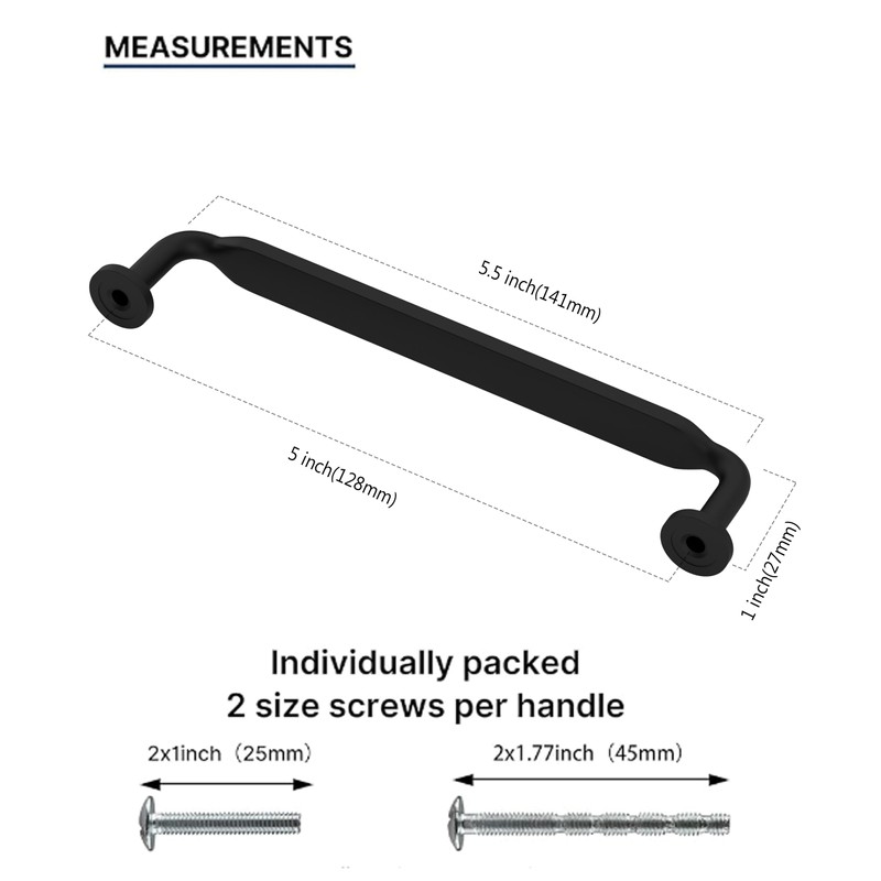 Coinkoly 10 Pack Matte Black Cabinet Handles 128MM Hole Centers