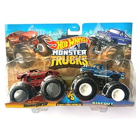 DieCast Hot Wheels Monster Trucks Cliff Starbird Monstervette vs Bigfoot, Demolition Doubles 1:64 Scale
