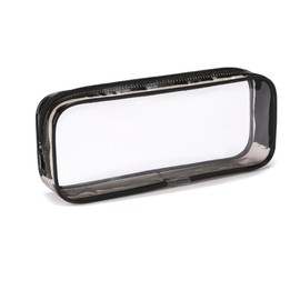 YIAGUN Clear Pencil Case Black with Strong Zipper | 22x9x5 cm Stylish, Practical and Transparent Pencil Case | Versatile Storage for Stationery, Toiletries, Makeup, Travel & Office Supplies (1 PCS)