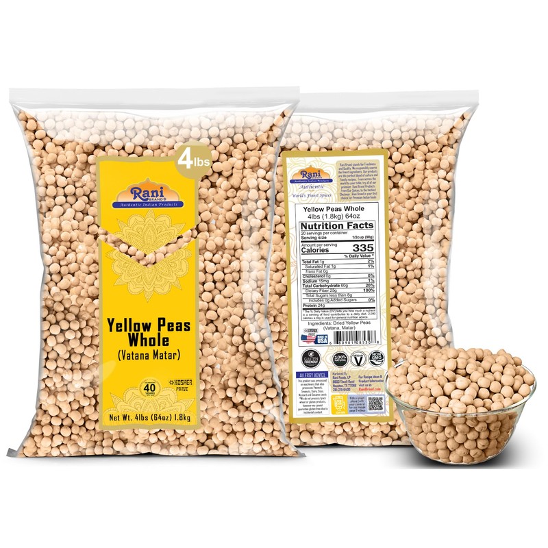 Rani Yellow Peas Whole, Dried (Vatana, Matar) 64oz (4lbs) 1.81kg