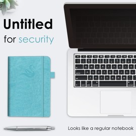 Elegant Password Book with Alphabetical Tabs - Hardcover Password Book for Internet Website Address Login - 5.2" x 7.6" Password Keeper and Organizer w/Notes Section & Back Pocket (Turquoise)