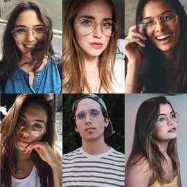 Musivon Glasses Without Prescription Women Men Retro Aviator Glasses 80s Fake Glasses