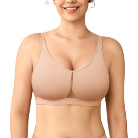 BRABIC Post Surgery Compression Bras for Women, Comfort Mastectomy Bra with Adjustable Straps (Medium, Drak Beige)