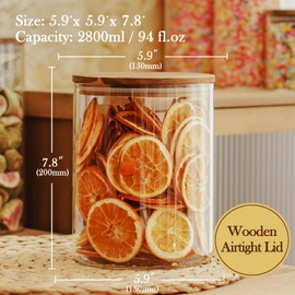 Labina Glass Storage Container Airtight Food Jars Kitchen Canister with Wood Lids, 94 Oz Wide Mouth Pantry Organization Glass Jar for Flour, Sugar, Cookie, Spagetti, Nuts and Candy