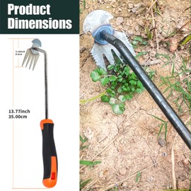Weed Puller Tool-2Pcs, Upgrade Durable Garden Weeder Tools, Dual Purpose Manual Weed Removal Tool with Manganese Steel Teeth, Portable Uprooting Weeding Tool for Vegetable Gardens Backyards