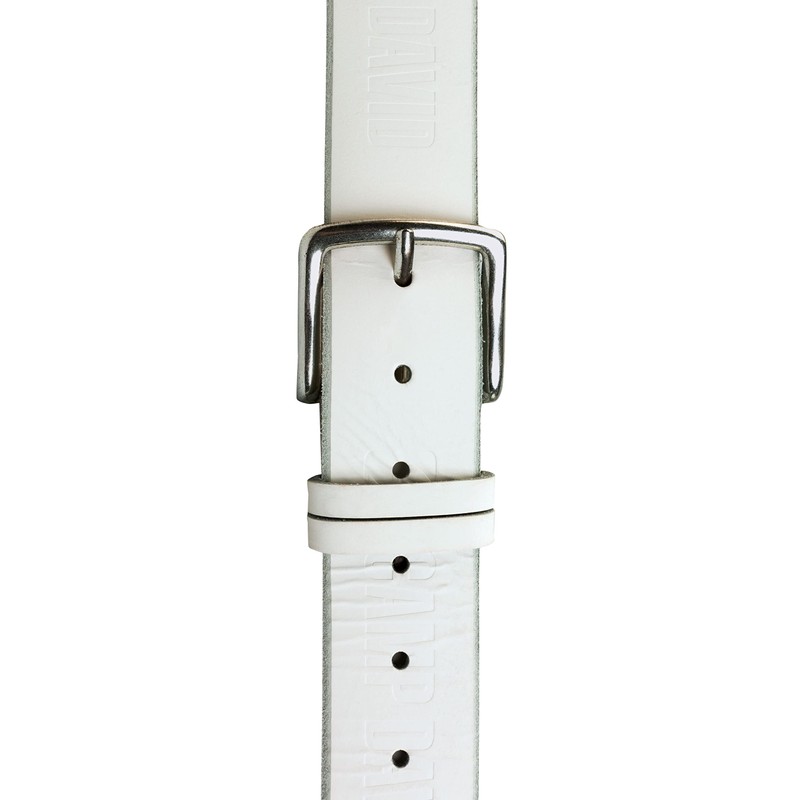 Camp David Men's Belt with Grained Look - White Plain,