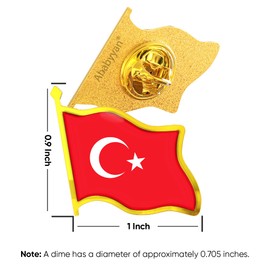 Turkey Flag Lapel Pin - Enamel Metal National Badge | World Travel Souvenir Gifts for Men & Women | Country Flag Patriotic Brooch Bulk Pack of Pins for Hat, Tie, Clothes, Backpack (1pc)