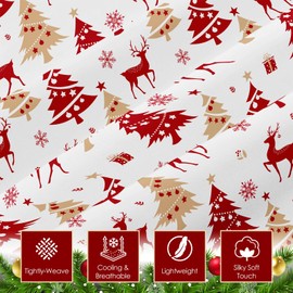 HCORA - Juego de sábanas de Navidad tamaño matrimonial, reno, microfibra cepillada de lujo 1800, juego de sábanas matrimoniales transpirables, bolsillo profundo de 16 pulgadas, extra suave,