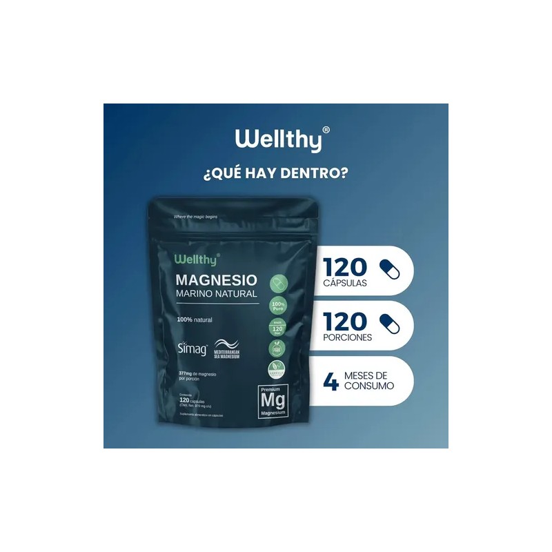 Magnesio Marino Natural Simag 120 Capsulas Wellthy Sabor 120 Caps