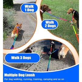 Correa doble para perro para 3 perros, correa de perro 3 en 1, correa de perro desmontable giratoria de 360° sin enredos con mango acolchado suave, adecuada para caminar y entrenar correas para dos o tres correas de perro