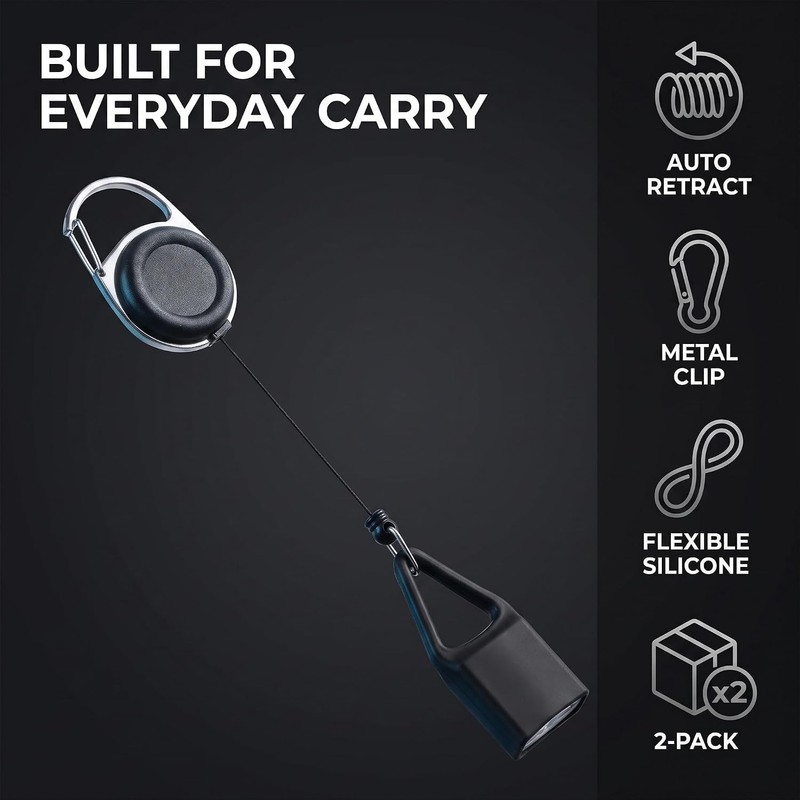 2 Pcs Retractable Lighter Clip Belt with Protective Cover, Lighter