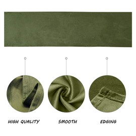 BALCONY & FALCON Velvet Table Runner Luxury Machine Washable Dresser Scarves for Dinner Farmhouse Parties Home Kitchen 14 x 51 inch Olive