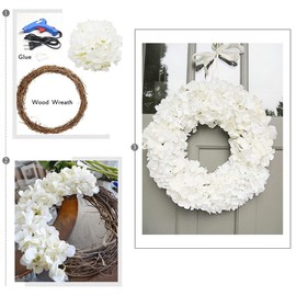 DuHouse Artificial Bigger Silk Hydrangea Flower Heads with Stem Fake White Hydrangea Flowers for Wedding Home Garden Centerpiece Pack of 6