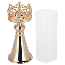 Candle Holder Ornament European Style Wrought Iron Glass Candlestick Wedding Decoration GoldS