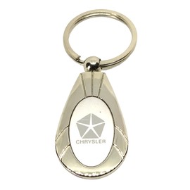 Station Mania Chrysler Logo Egg Shaped Silver Plated Metal Keyring in Case