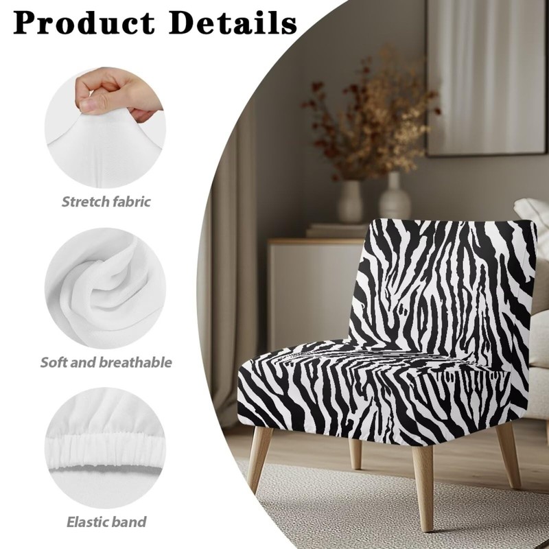 Armless Accent Chairs Covers Thick Zebra Print Armless Sofa Cover