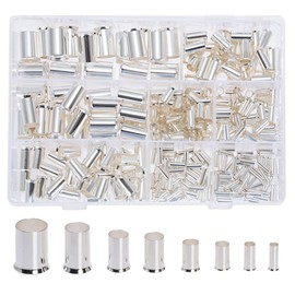 Pack of 300 Wire End Ferrules Assortment for Electrical Splicing Projects, Uninsulated Wire End Ferrules Made of Tinned Copper Electric Cable 8 Sizes Assortment Kit 12 10 8 6 4 2 1/0 2/0