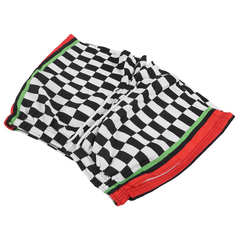 Summer Breathable Beach Shorts Men Black White Plaid Fashionable Casual