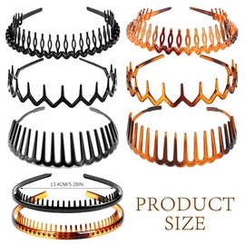 Roxnvm Men's Hair Band, Elastic Headband, 8 Pieces, Zigzag Headband, Matt Non-Slip Black Headband, Sports Fashion Hair Band Accessories, Hair Band Men for Outdoor Sports Yoga