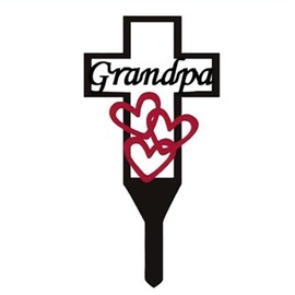 ICHU Metal Cross Garden Stake Memorial Sign Marker for Grave, Cemetery Decorations, 11.8 x 5.91 inches, Black, Rectangular, Religious, Ground Mount, 200g