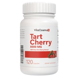 VitaCosmoX Tart Cherry Extract Supplement, 8000mg, 120 Capsules, Vegan