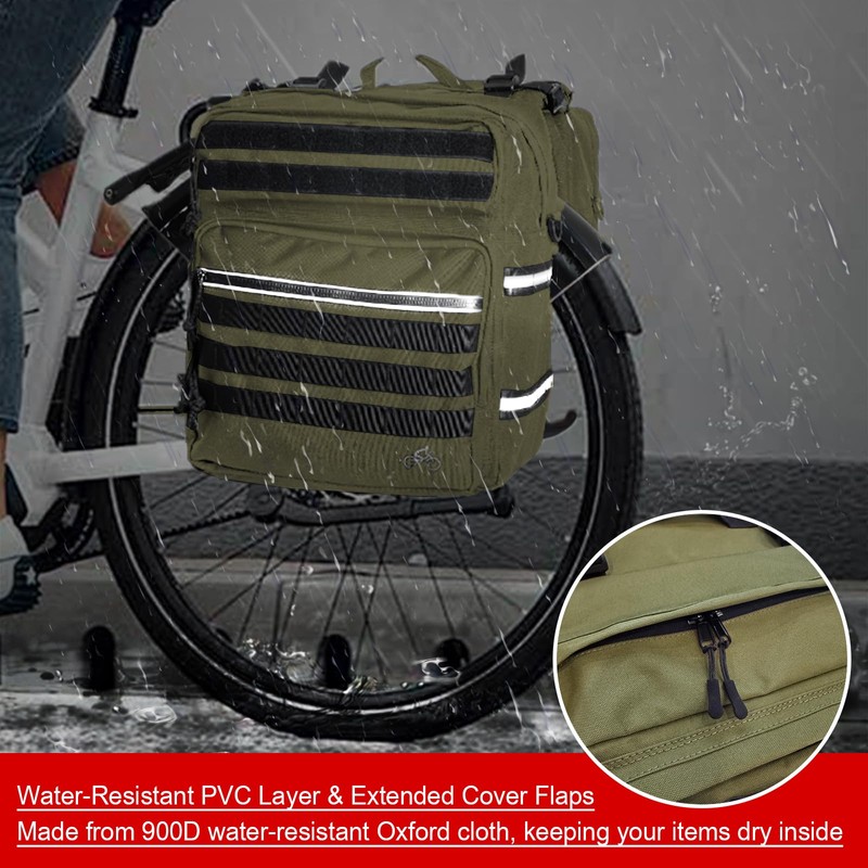 Bike Panniers Bag 50L for Bicycle Rear Rack, Waterproof Cover