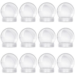 Auihiay 12 PCS 3.6 Inch Plastic Snow Globes, Plastic Clear Fillable Snow Globe with Screw Off Caps, Clear Christmas Water Globes for DIY Crafts Home Christmas Winter-Themed Decoration
