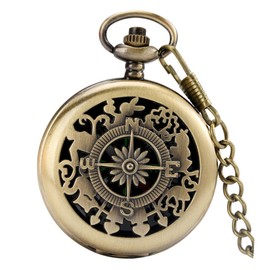 Kisangel 1 Set Pocket Watch Compass Car Compass Pocket Watch and Chain Navigation Compass Hiking Vintage Watch Pocket Watches for Men Compass for Outdoor Camping Accessory Zinc Alloy