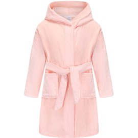 CJMJXPH Girls Bathrobes Soft Hooded Bathrobes Sleepwear robe for Girls Pink 9-12 Years