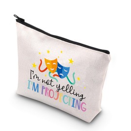 BDPWSS Theatre Makeup Bag Drama Theater Lover Gift Comedy Tragedy Masks Cosmetic Bag I'm Not Yelling I'm Projecting Drama Acting Travel Pouch (Yelling projecting CA)