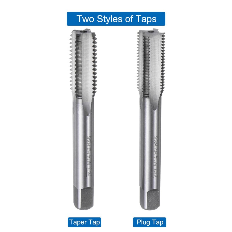 sourcing map 2pcs Metric Hand Tap Set, M14 x 2