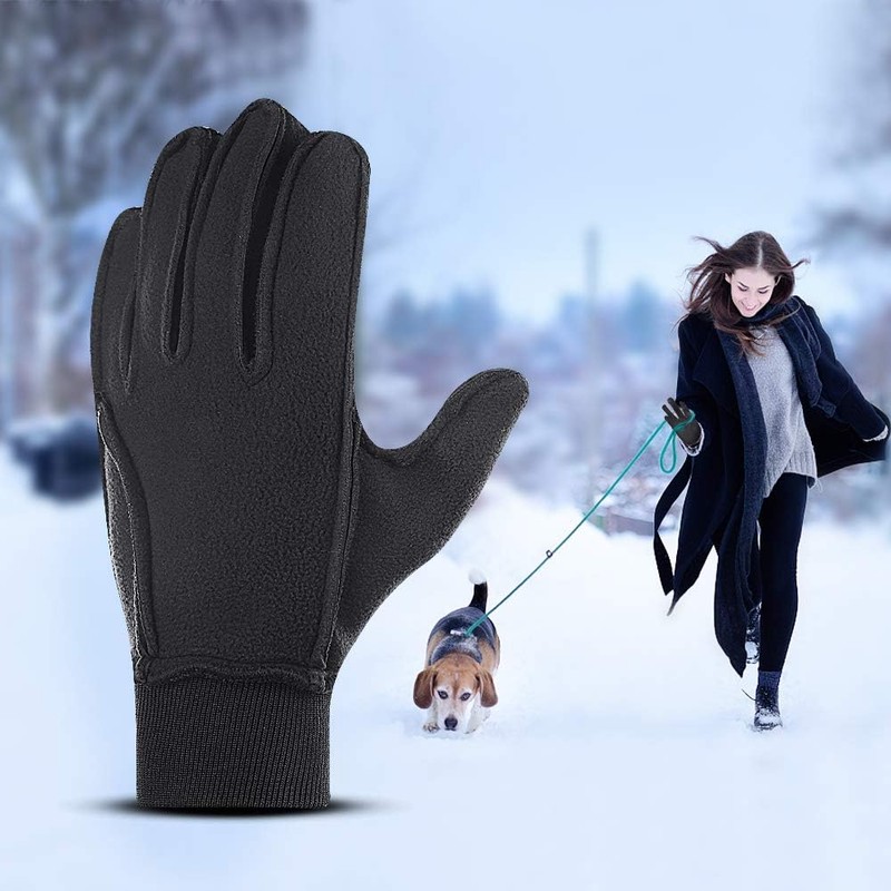 LERWAY Winter Warm Gloves, Touchscreen Non-Slip Thermal Black Gloves Men