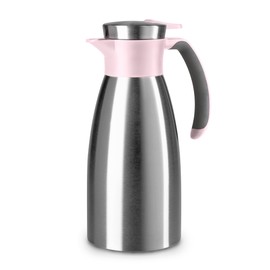 Emsa Soft Grip N4120300 Insulated Jug, 1 Litre, Stainless Steel, 12 Hours Hot + 24 Hours Cold, Leak-Proof, Non-Slip Handle, Powder Pink Colour