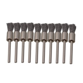 Cnbtr Silver Pen End Brush Stainless Steel Wire Brush Drill End Shank Pack of 10), silver