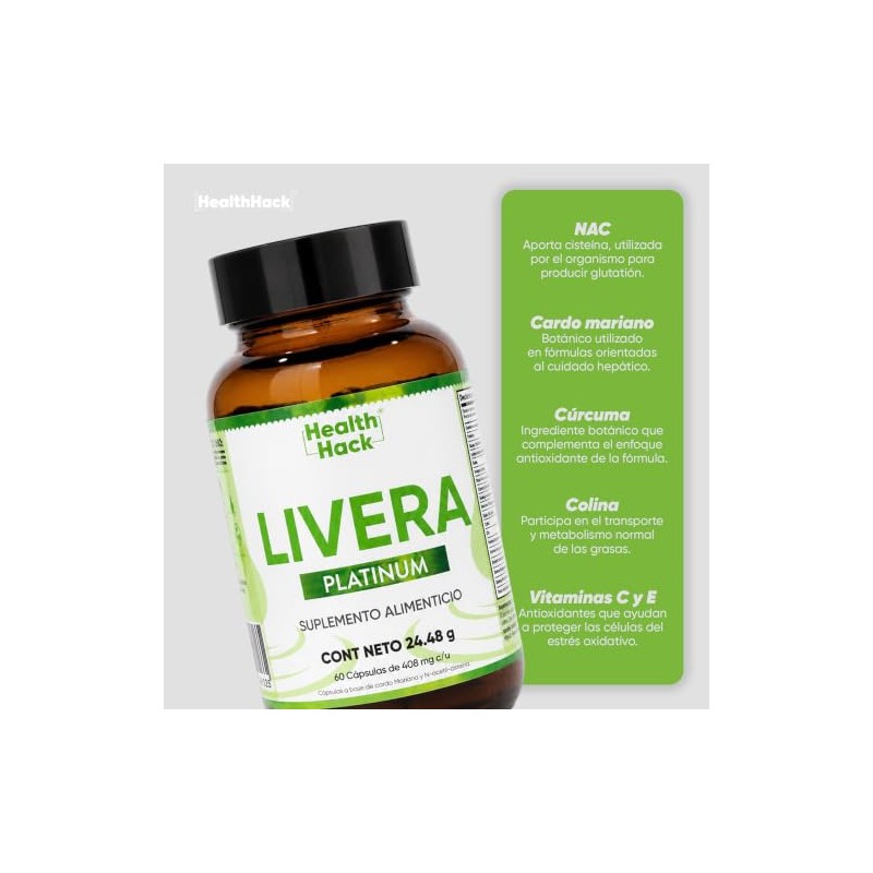 Liver Antioxidante con Cardo Mariano, NAC, Cúrcuma Hepático 60 Cápsulas