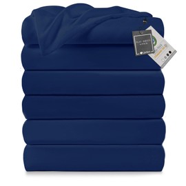 Flat Sheets, 6 Pack Bulk Top Sheets for Massage Table, Home, Dorm Bed & Curtain - Soft & Breathable (Queen, Navy)