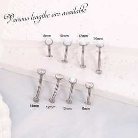 REVOLIA 2Pcs 14G F136 Titanium Floating Belly Button Rings for Women Flat Back CZ Belly Rings Opal Curved Navel Rings Disc Bottom Belly Piercings Jewelry 8/10/12/14mm Silver-8mm