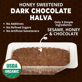 OhGoodness! Organic Honey Halva - 3 Pack - Only THREE Simple Ingredients, Melt-in-Mouth Snack & Dessert, Honey Sweetened Treat Paleo Approved - (Honey - Dark Chocolate) 75g
