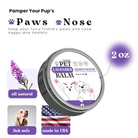 Pet Lavender Balm for Dogs & Cats – Soothes Dry, Cracked Paws & Noses – Natural Paw & Nose Moisturizer with Healing Ingredients – Organic Dog Paw Pad Protector for Extreme Weather – Lick Safe, 2 oz