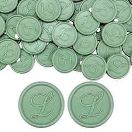 Yoption 50 Pcs Letter Wax Seal Stickers, Sage Green Initial Alphabet L Adhesive Envelope Seals Wax Stickers for Wedding Party Birthday Christmas (L)