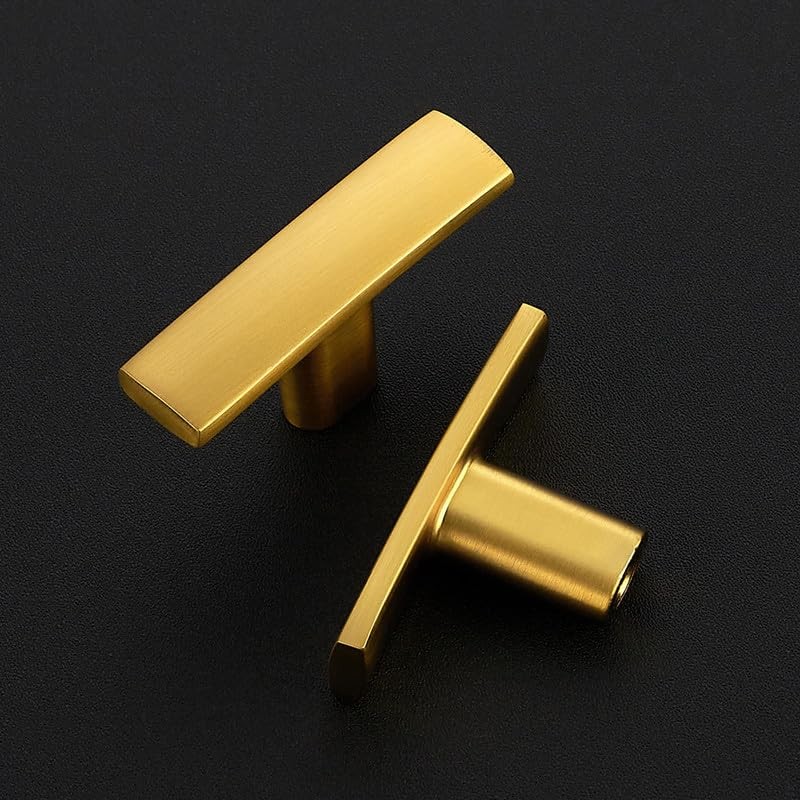 1 Pack Gold Cabinet Knobs - Curved Cabinet Pulls Brushed