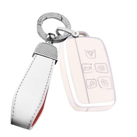 ontto TPU Car key fob cover Fit for Land Rover Discovery 4 Sport fit for Range Rover Evoque Sport Velar fit for Jaguar F-Pace F-Type XJ XF XE Key Shell keyring Key bag keychain Accessories White